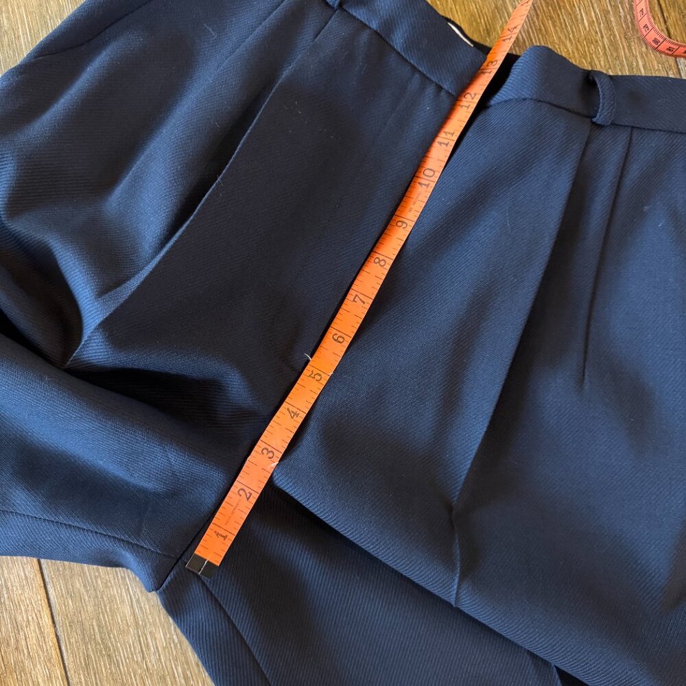 Talbots Petites dark navy wool/stretch pleated cuffed lined dress pants size 8P - Picture 4 of 11